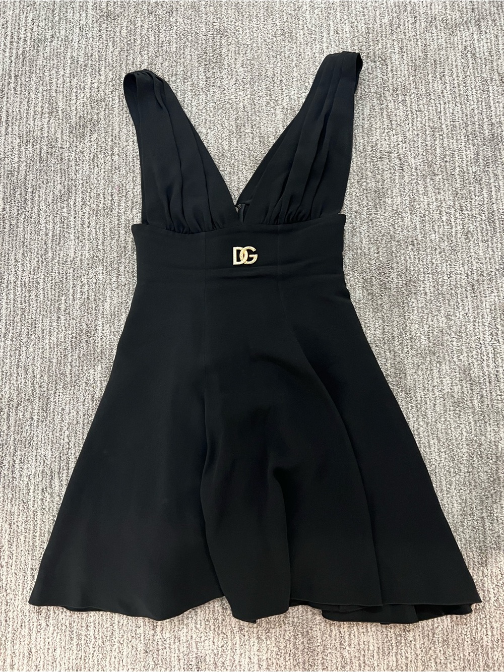 Dolce & Gabbana Black Mini Dress with Gold DG Accent